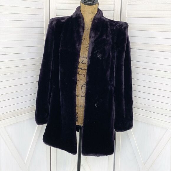Avec Tu Vintage Faux Fur Coat Purple 10 - Picture 1 of 16